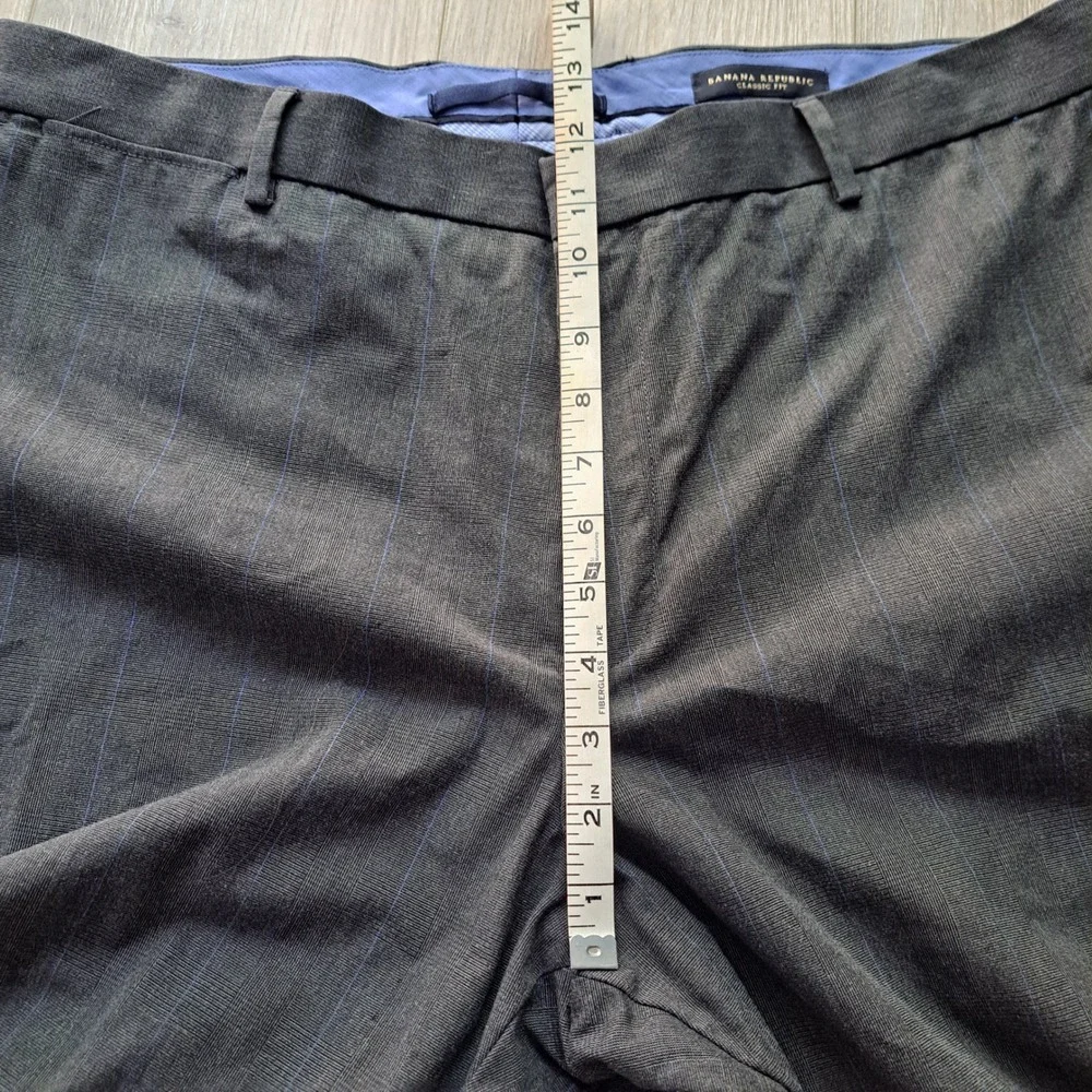 Banana Republic Dress Pants Men 40x36* Grey Plaid Classic Fit Cotton Trousers